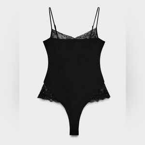 NWT Zara Collection Lace Trim V-Neck Bodysuit | Size XS | Perfect Condition